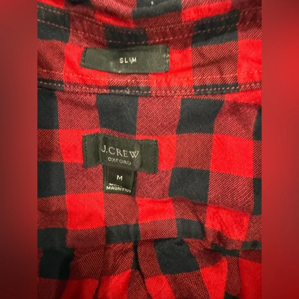 J. Crew Red and Black Checkered Men's Shirt